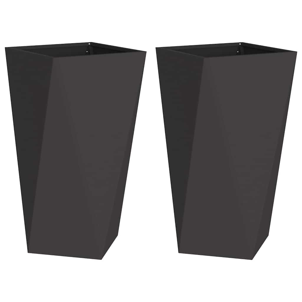 Jardinera 2 Pcs Negro 40 X 40 X 75 Cm Acero_0