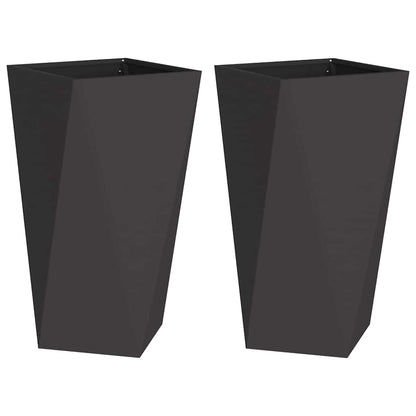Jardinera 2 Pcs Negro 40 X 40 X 75 Cm Acero_0