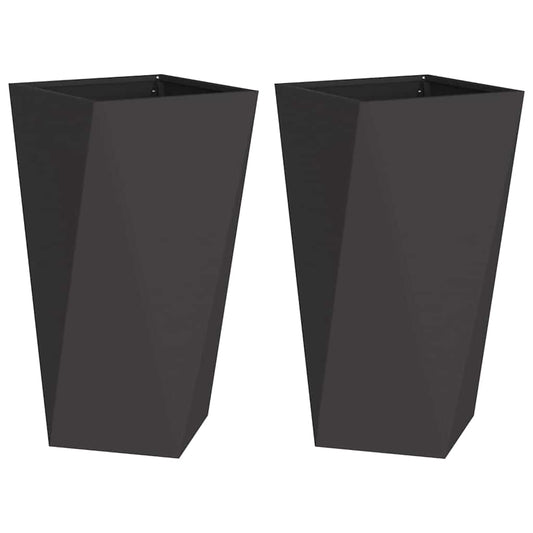 Jardinera 2 Pcs Negro 40 X 40 X 75 Cm Acero_0