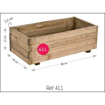 Jardinera madera rectangular 80 x 40 cm 63 L