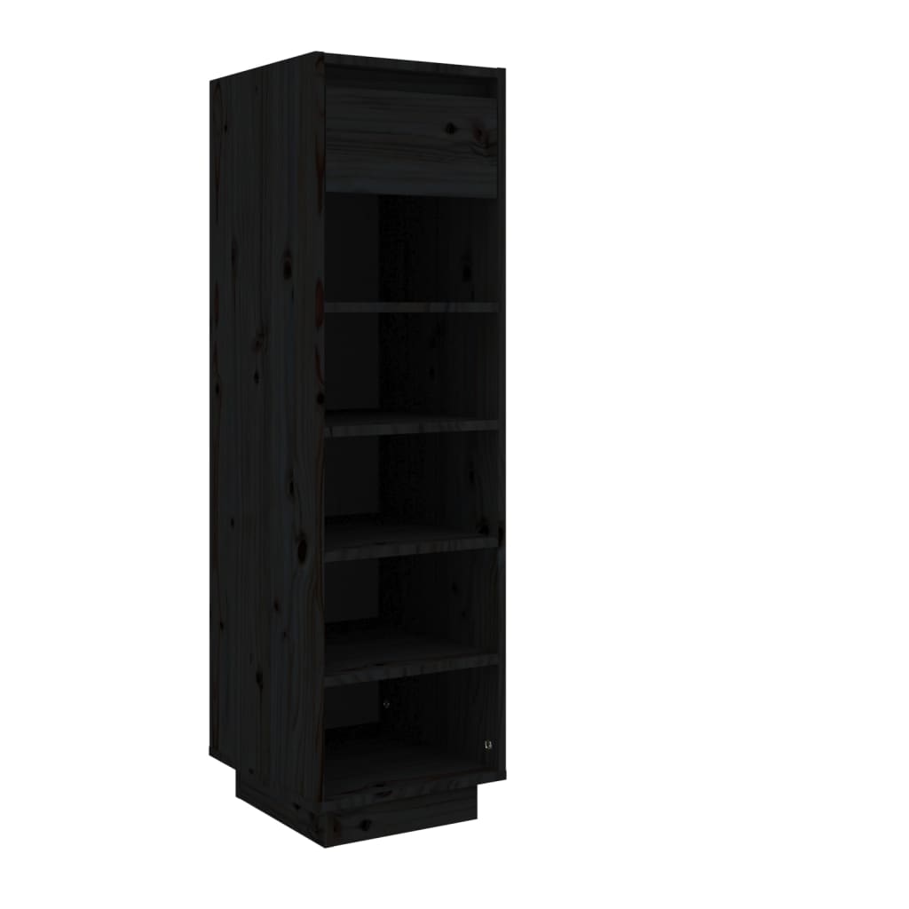Mueble Zapatero De Madera Maciza De Pino Negro 30x34x105 Cm / Vetonek_4