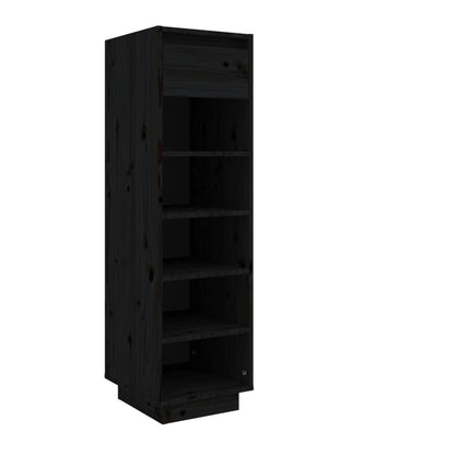 Mueble Zapatero De Madera Maciza De Pino Negro 30x34x105 Cm / Vetonek_4
