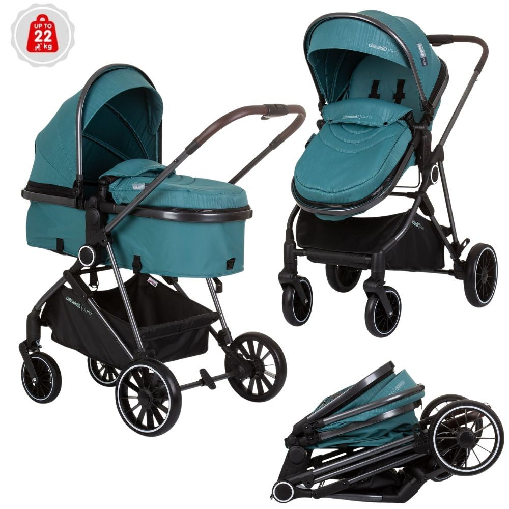 Carrito De Bebé Duo Convertible Aura Hasta 22 Kg Teal_0