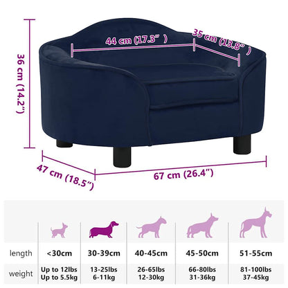 Vidaxl Sofá Para Perros Felpa Azul 67x47x36 Cm_2