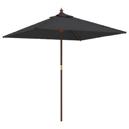 Vidaxl Sombrilla De Jardín Con Poste De Madera Negro 198x198x231 Cm_0