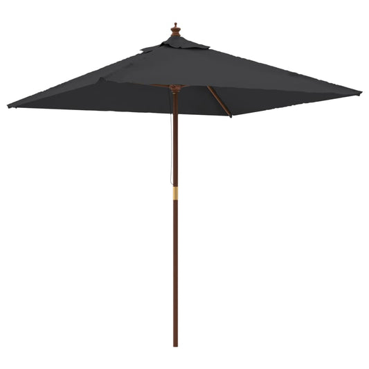 Vidaxl Sombrilla De Jardín Con Poste De Madera Negro 198x198x231 Cm_0