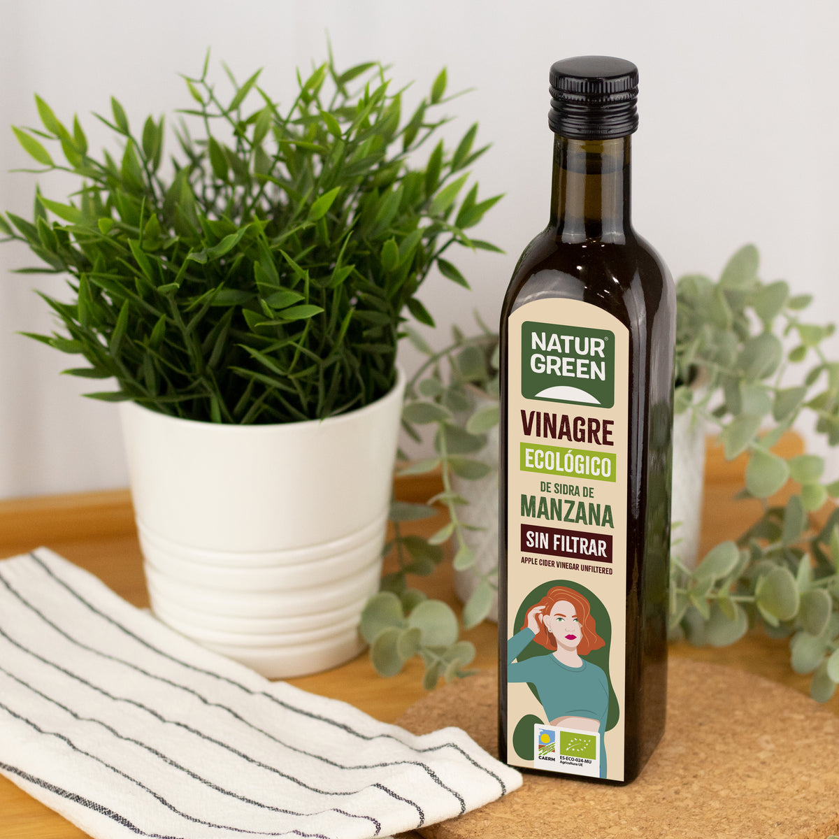 Vinagre de Sidra de Manzana Bio sin filtrar NaturGreen 500 ml