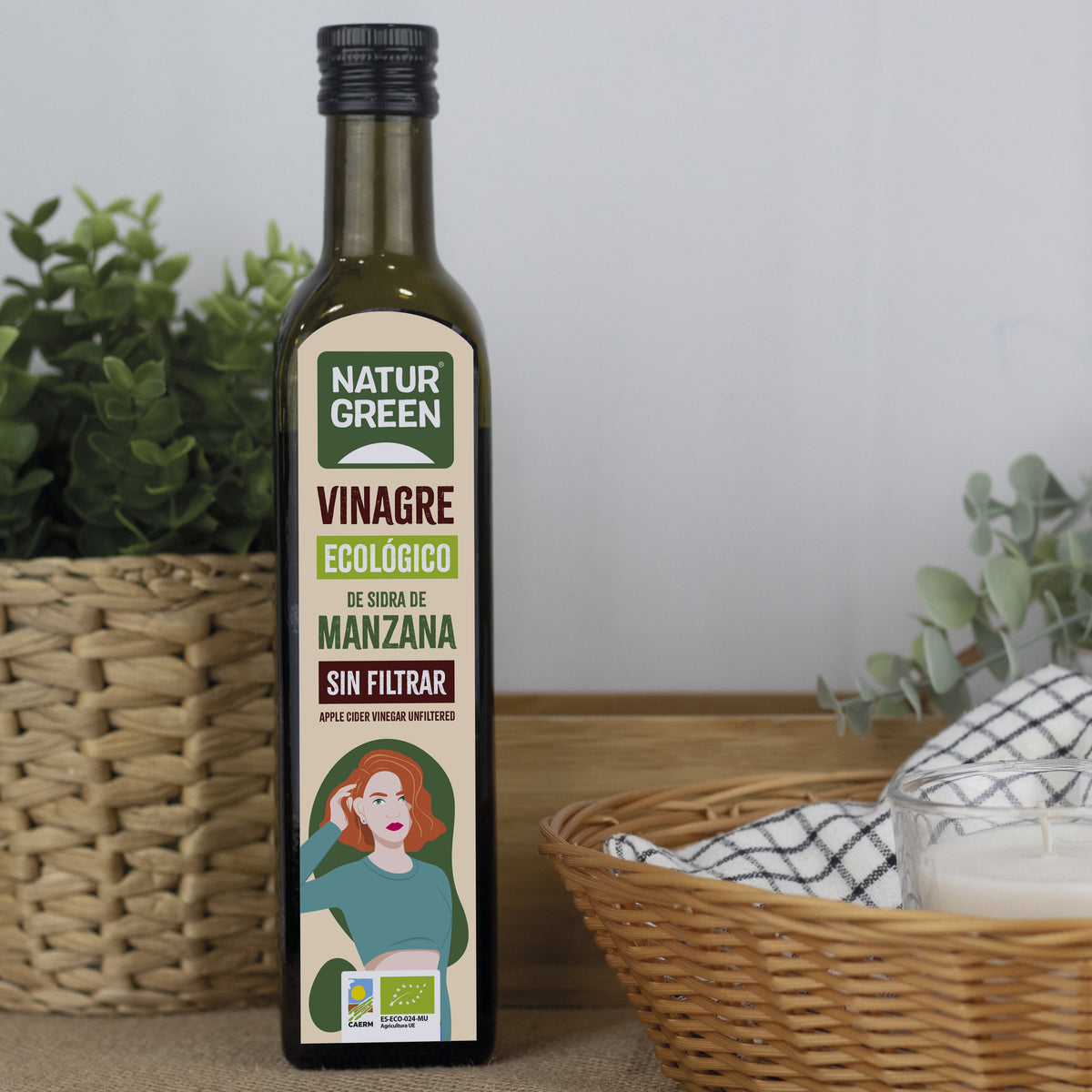 Vinagre de Sidra de Manzana Bio sin filtrar NaturGreen 500 ml