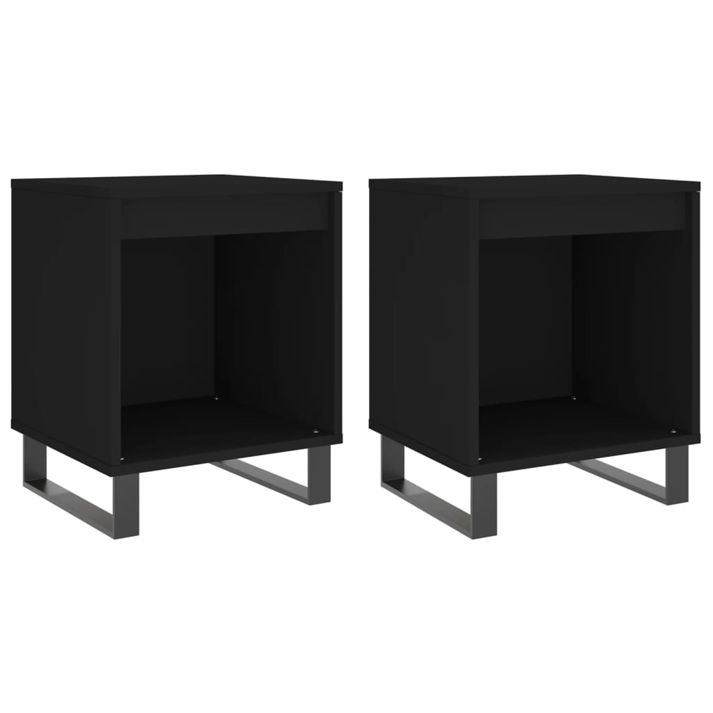 Mesitas De Noche 2 Uds Madera De Ingeniería Negro 40x35x50 Cm_0