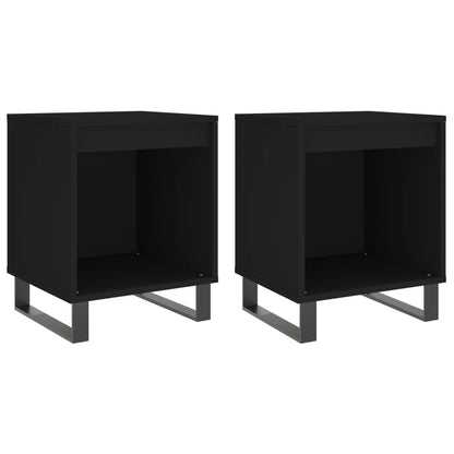 Mesitas De Noche 2 Uds Madera De Ingeniería Negro 40x35x50 Cm_0