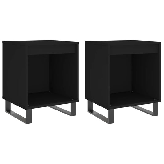 Mesitas De Noche 2 Uds Madera De Ingeniería Negro 40x35x50 Cm_0