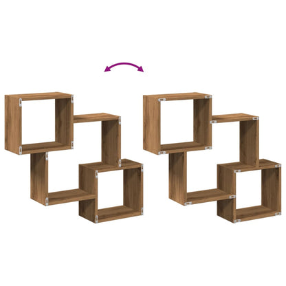Armario De Pared Madera Ingeniería Roble Artesanal 78x18x71 Cm / Vetonek_5