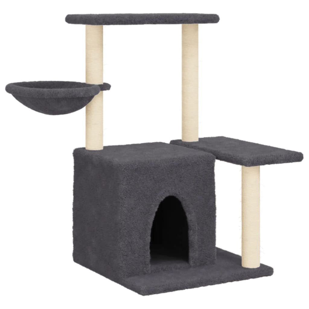 Vidaxl Rascador Para Gatos Con Postes De Sisal Gris Oscuro 83 Cm_0