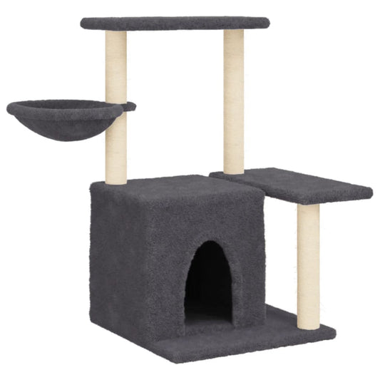 Vidaxl Rascador Para Gatos Con Postes De Sisal Gris Oscuro 83 Cm_0