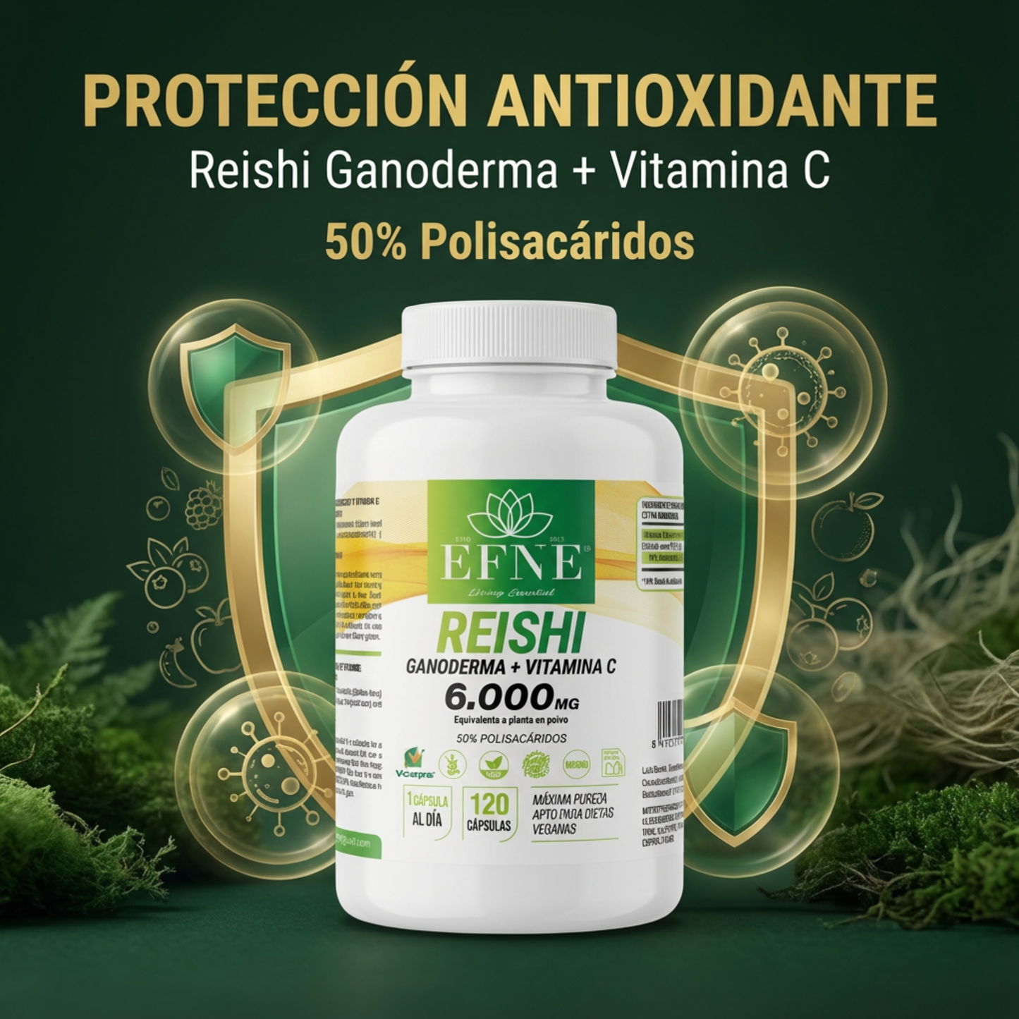 Reishi Ganoderma 6.000mg + Vitamina C Efne: Refuerza Inmunidad Y Controla El Estrés_1