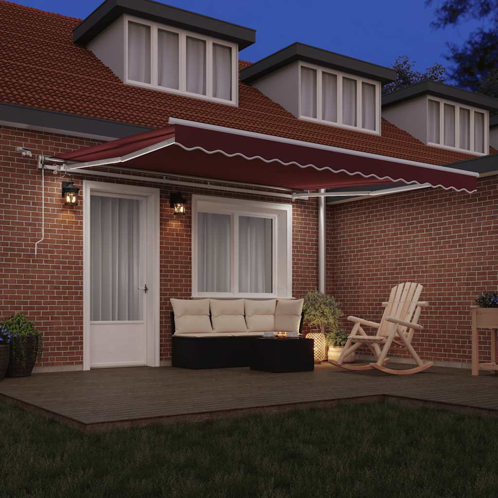 Toldo Retráctil Automático Con Luces Led Burdeos 400x300 Cm_2