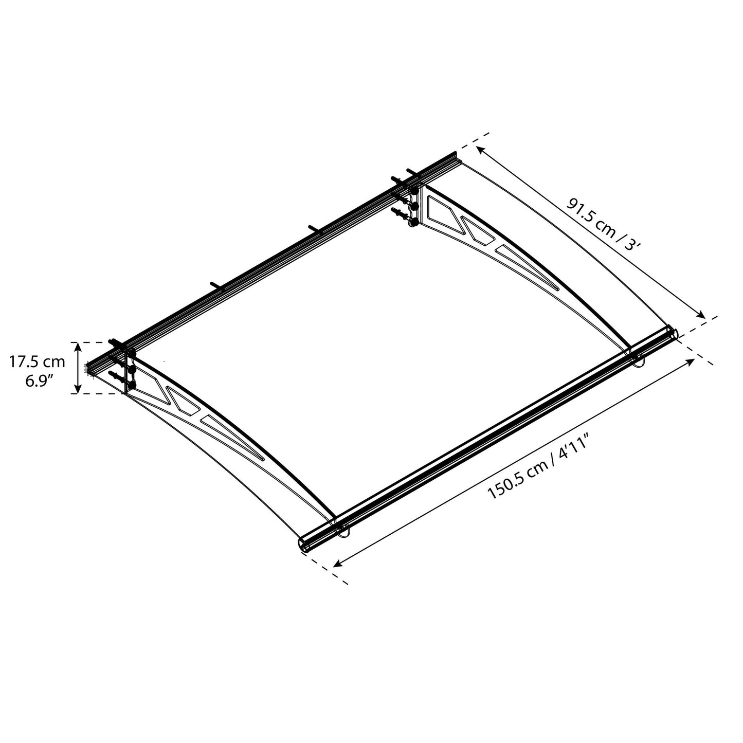 Marquesina para puerta Altair 150x91 cm