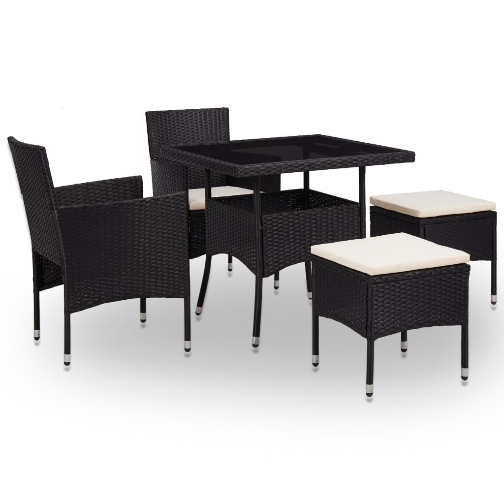Vidaxl Muebles De Jardín 5 Piezas Ratán Sintético Y Vidrio Negro_0
