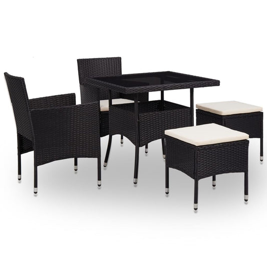 Vidaxl Muebles De Jardín 5 Piezas Ratán Sintético Y Vidrio Negro_0