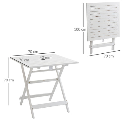 Outsunny Mesa De Jardín Plegable 70x70x70 Cm Con Agujero Para Sombrilla Blanco_2