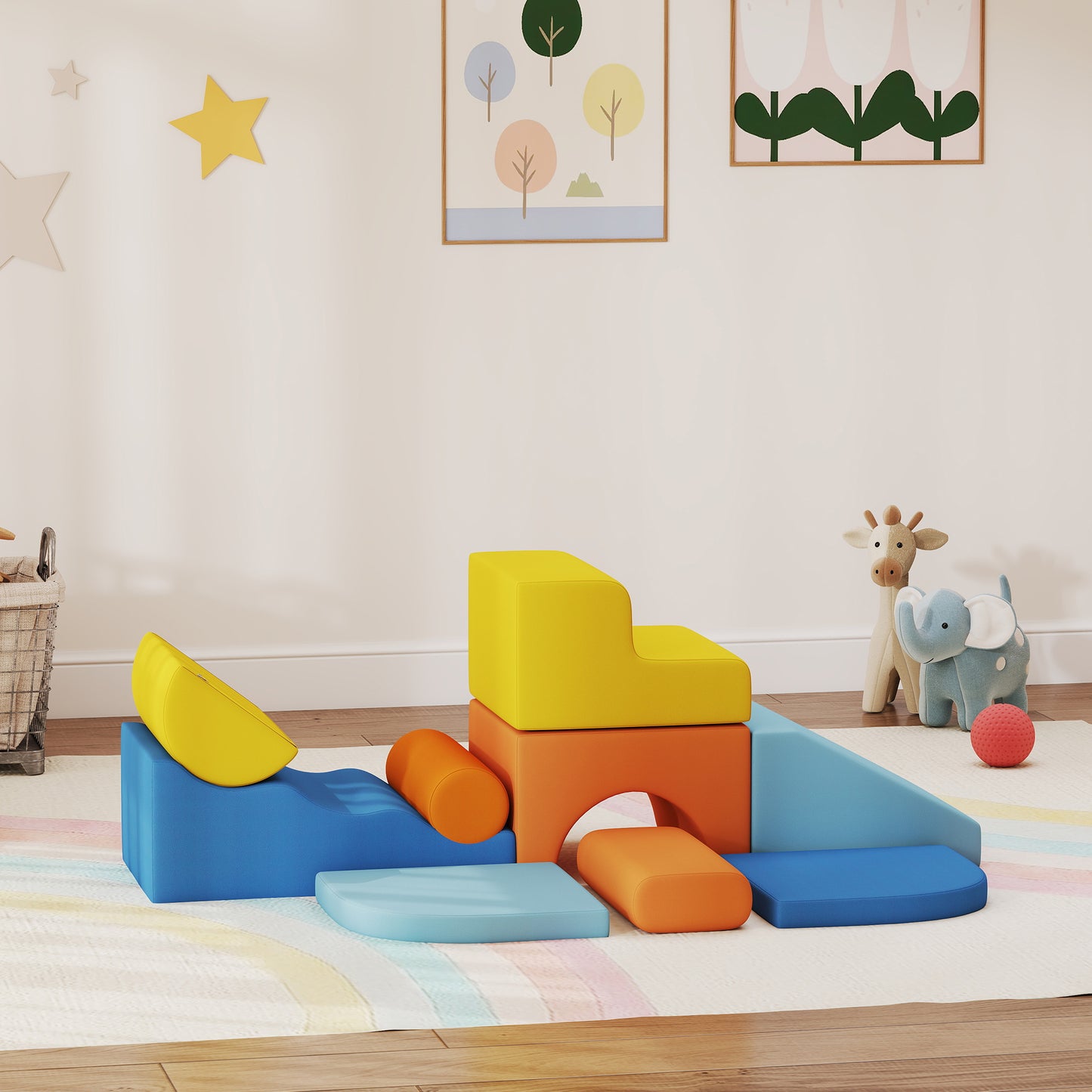 Aiyaplay Juego De 9 Bloques De Espuma Para Niños Fundas Lavables Multicolor_1