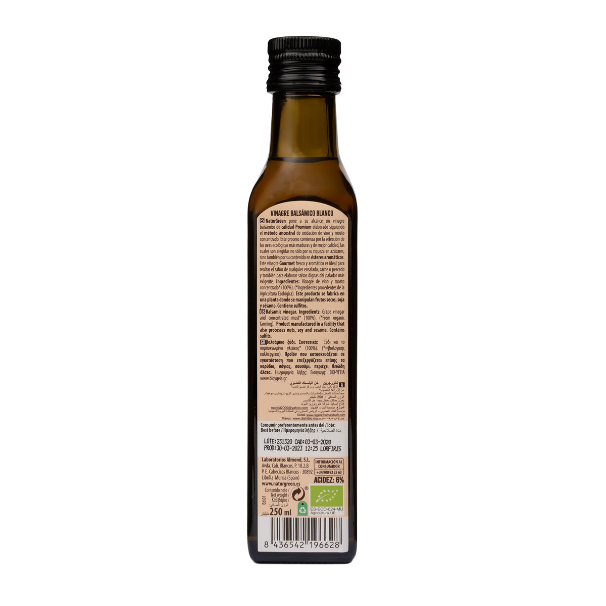 Vinagre Balsámico Blanco Bio NaturGreen 250 ml