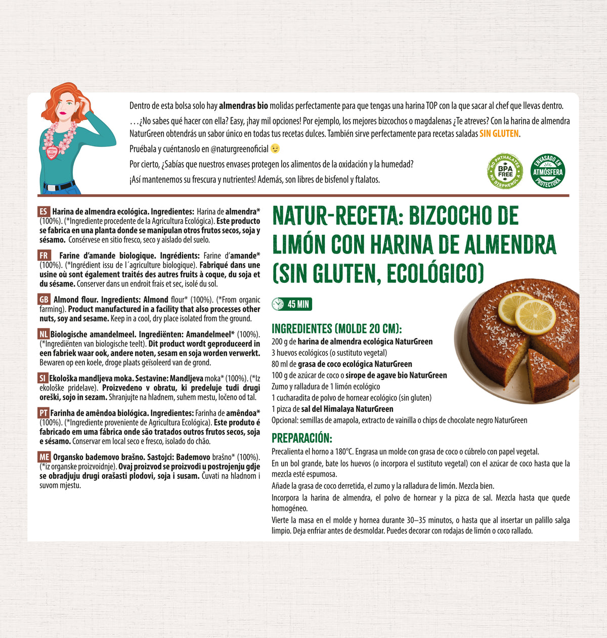 Harina de Almendra BIO sin gluten NaturGreen 300g