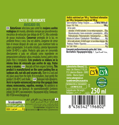 Aceite de Aguacate Bio NaturGreen 250 ml