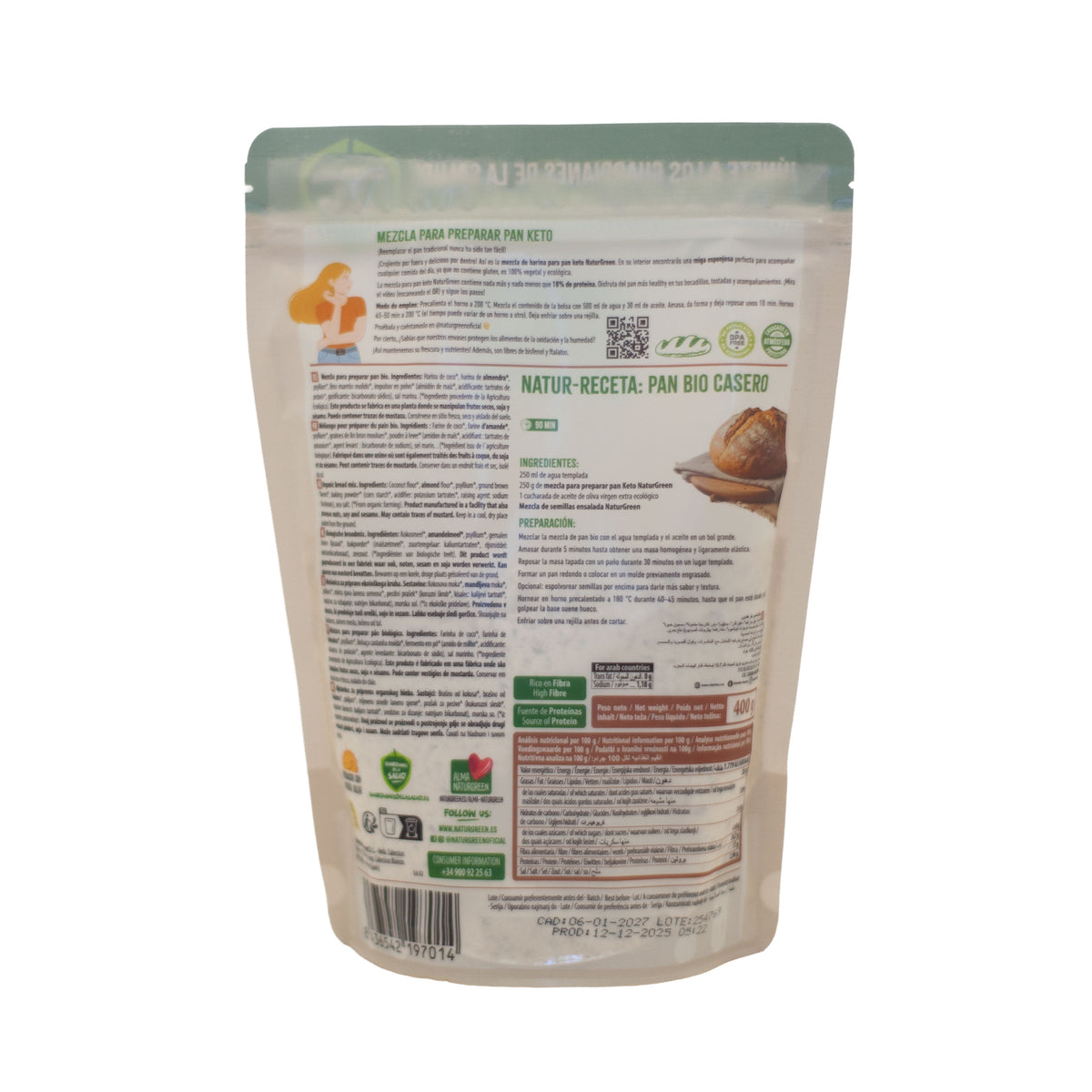 Mezcla de harinas para Pan Keto sin gluten NaturGreen 400 g