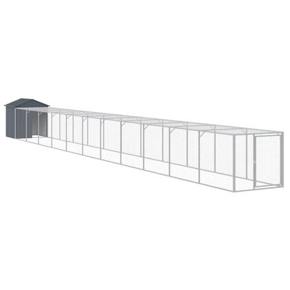 Vidaxl Jaula Gallinas Con Corral Acero Galvanizado Gris 117x1221x123cm_0
