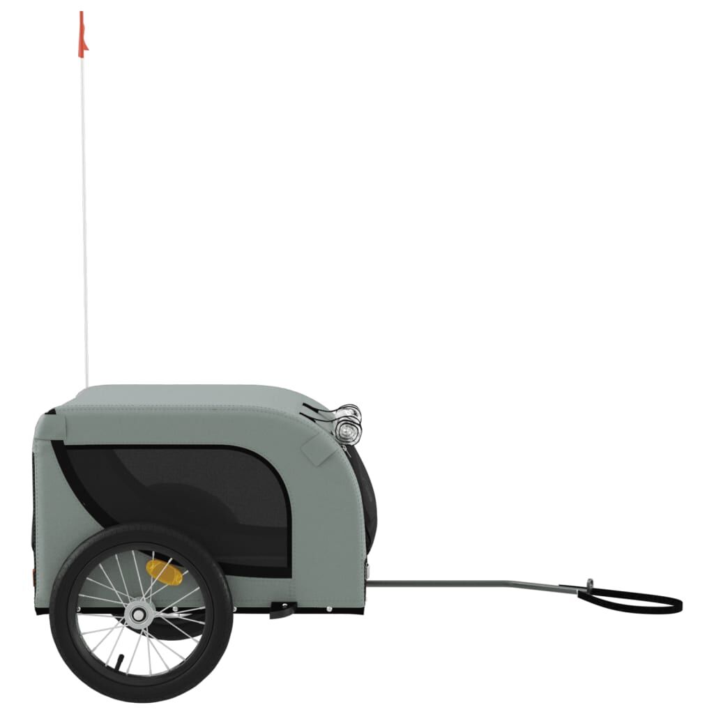 Vidaxl Remolque De Bicicleta Mascotas Hierro Tela Oxford Gris Negro_4