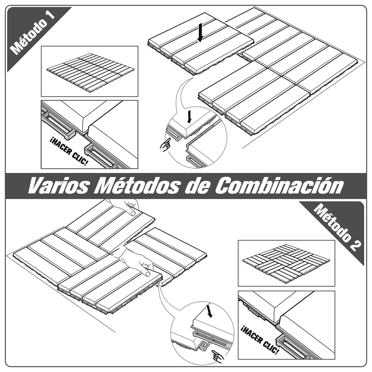 Outsunny Baldosas Cuadradas Para Suelos 30x30 Paquete De 9 Piezas Cubre 0.81 M²_5