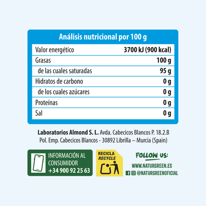Grasa de coco Bio envase PET NaturGreen 375 ml