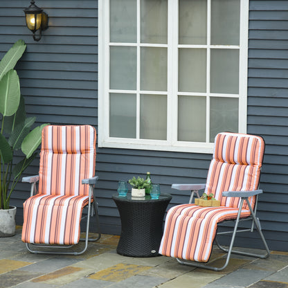 Outsunny 2 Tumbonas Plegables Con Respaldo Ajustable 60x75x65-102 Cm Naranja_1