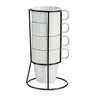 Set 4 Tazas Apilables Blanco Con Estante Colección Vessia
