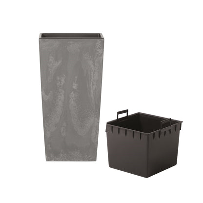 Maceta Alta 16,3 L Prosperplast Urbi Square Effect De Plástico Con Depósito En Color Gris Claro, 42 (alto) X 22 (ancho) X 22 (profundo) Cms_4