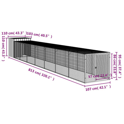 Vidaxl Gallinero Con Corral Acero Galvanizado Gris 110x813x110 Cm_2