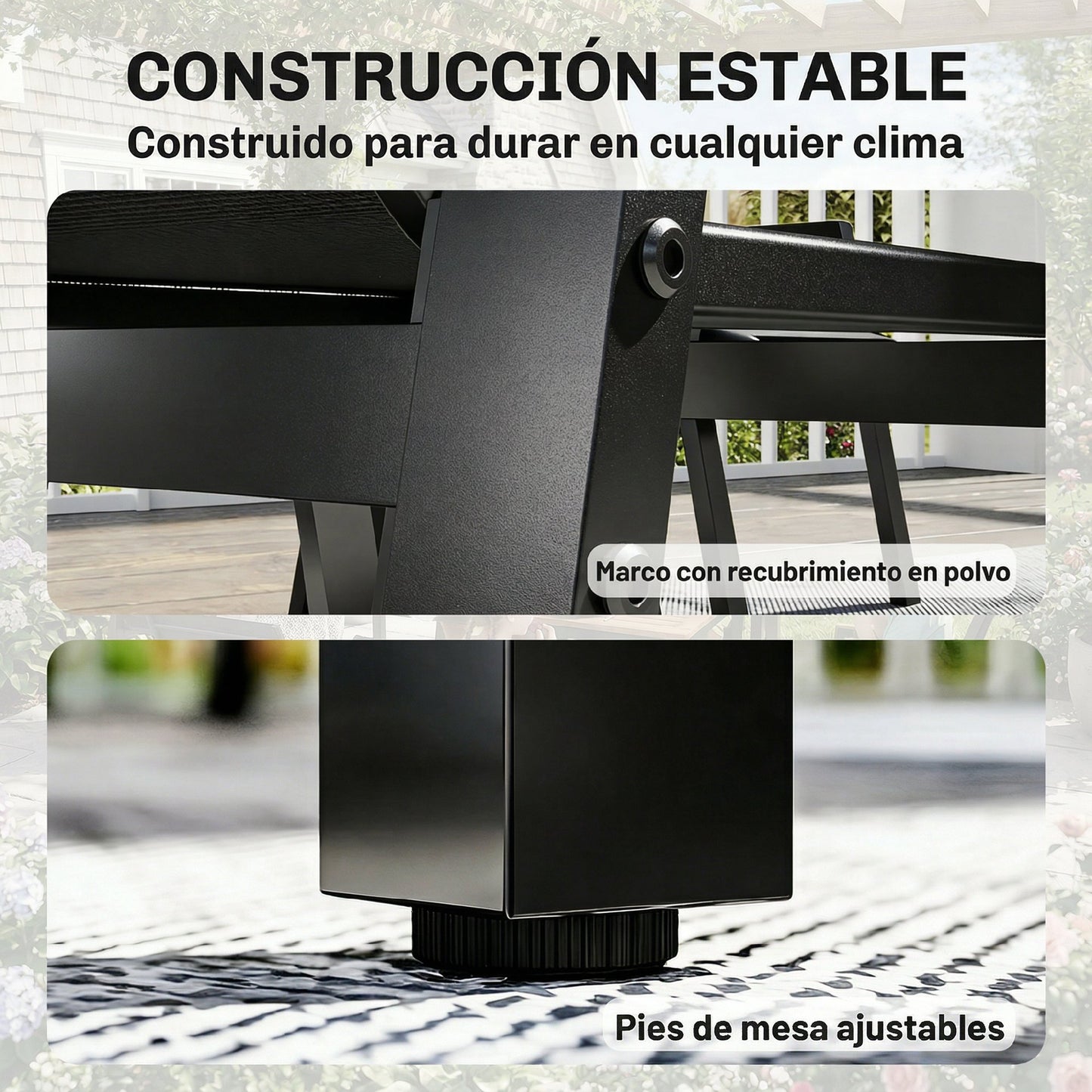 Outsunny Conjunto De Mesa Y Sillas Jardín De 7 Piezas Con Sillas Transpirables_5