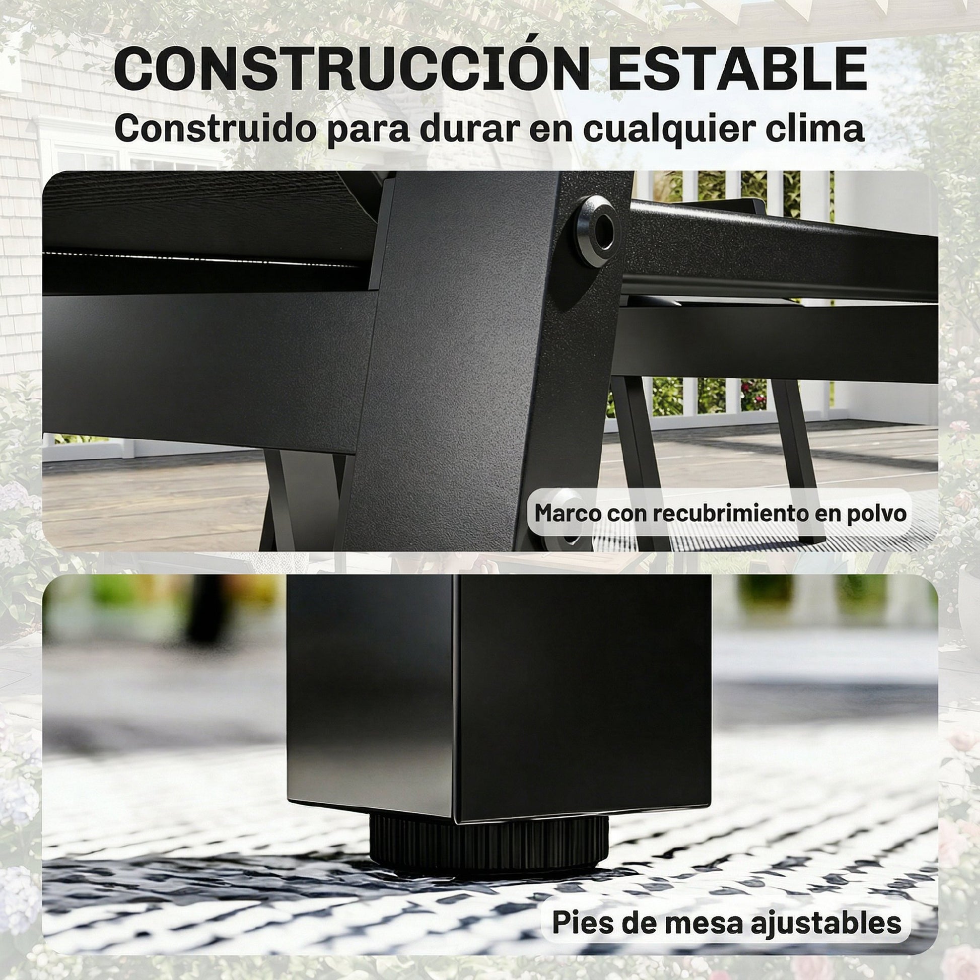 Outsunny Conjunto De Mesa Y Sillas Jardín De 7 Piezas Con Sillas Transpirables_5