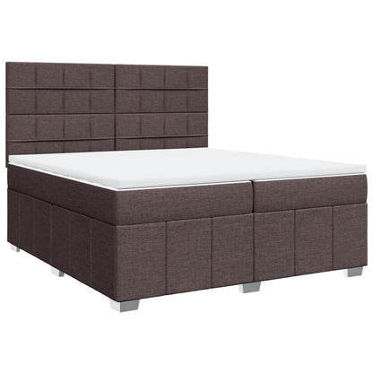 Cama Box Spring Con Colchón Tela Marrón Oscuro 200x200 Cm / Vetonek_1