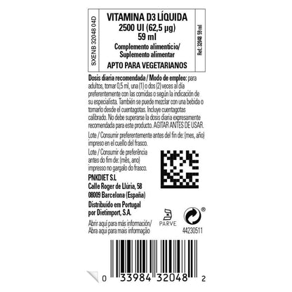 Vitamina D3 líquida 2500 UI, 59 ml (Naranja)