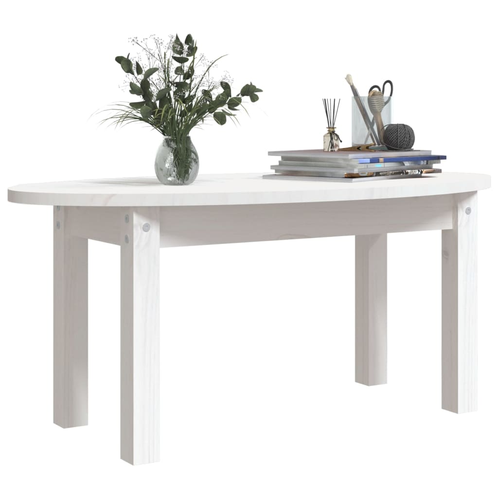 Mesa De Centro De Madera Maciza De Pino Blanco 80x40x35 Cm_2