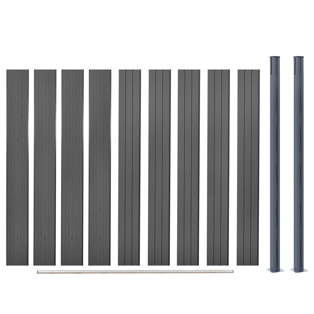 Juego De Paneles De Valla Wpc Gris 180x186 Cm / Vetonek_1