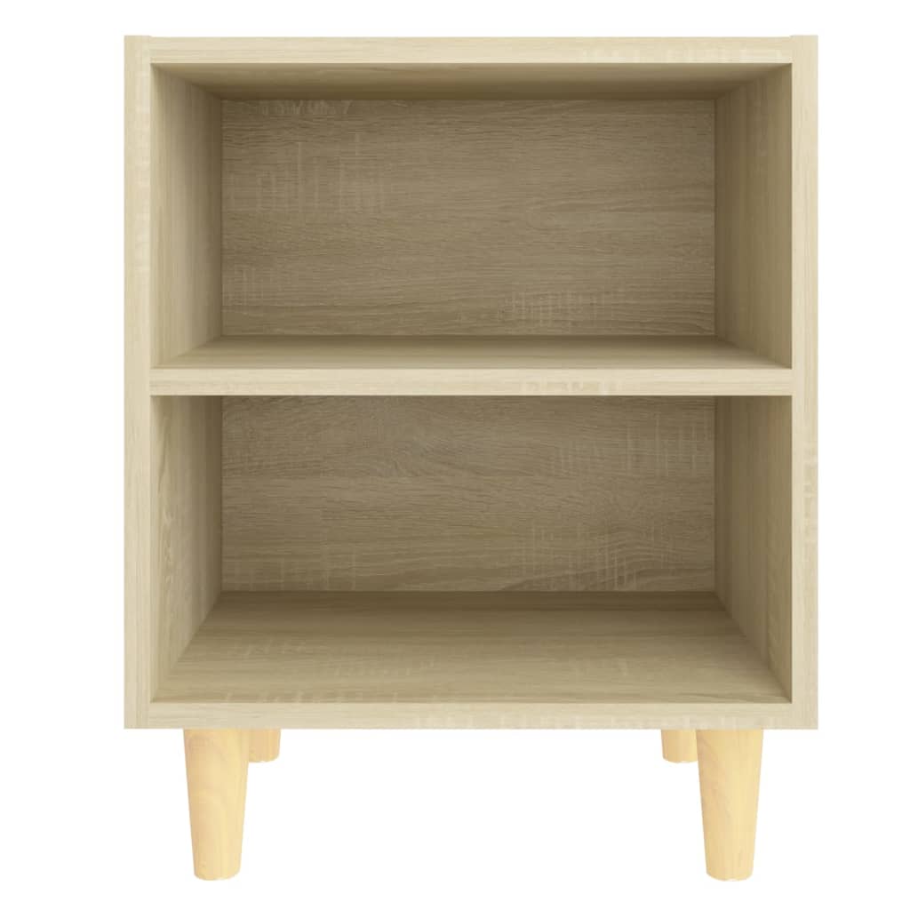Mesita De Noche Con Patas Madera Maciza Roble Sonoma 40x30x50cm_2