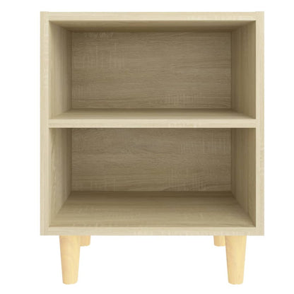 Mesita De Noche Con Patas Madera Maciza Roble Sonoma 40x30x50cm_2