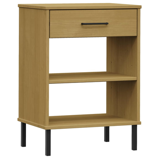 Armario Consola Patas De Metal Madera Maciza Pino Marrón Oslo_0