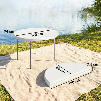 Outsunny Mesa Plegable Camping Portátil Ligera 120x120x74 Cm Blanco_2