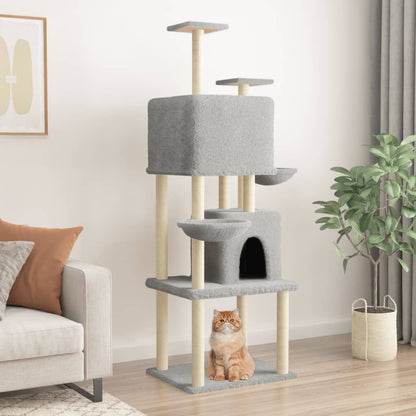 Vidaxl Rascador Para Gatos Con Postes De Sisal Gris Claro 180 Cm_1