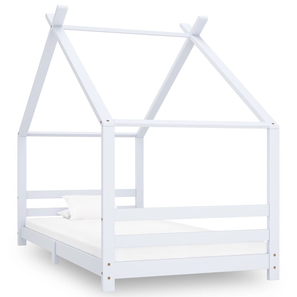 Vidaxl Estructura De Cama Infantil Madera Maciza Pino Blanco 90x200 Cm_0