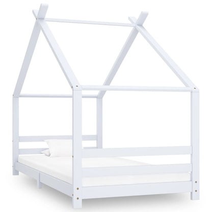 Vidaxl Estructura De Cama Infantil Madera Maciza Pino Blanco 90x200 Cm_0